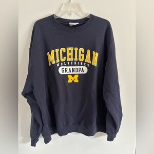 University of Michigan Wolverines Navy 'Grandpa' Crewneck Sweatshirt Size XXL